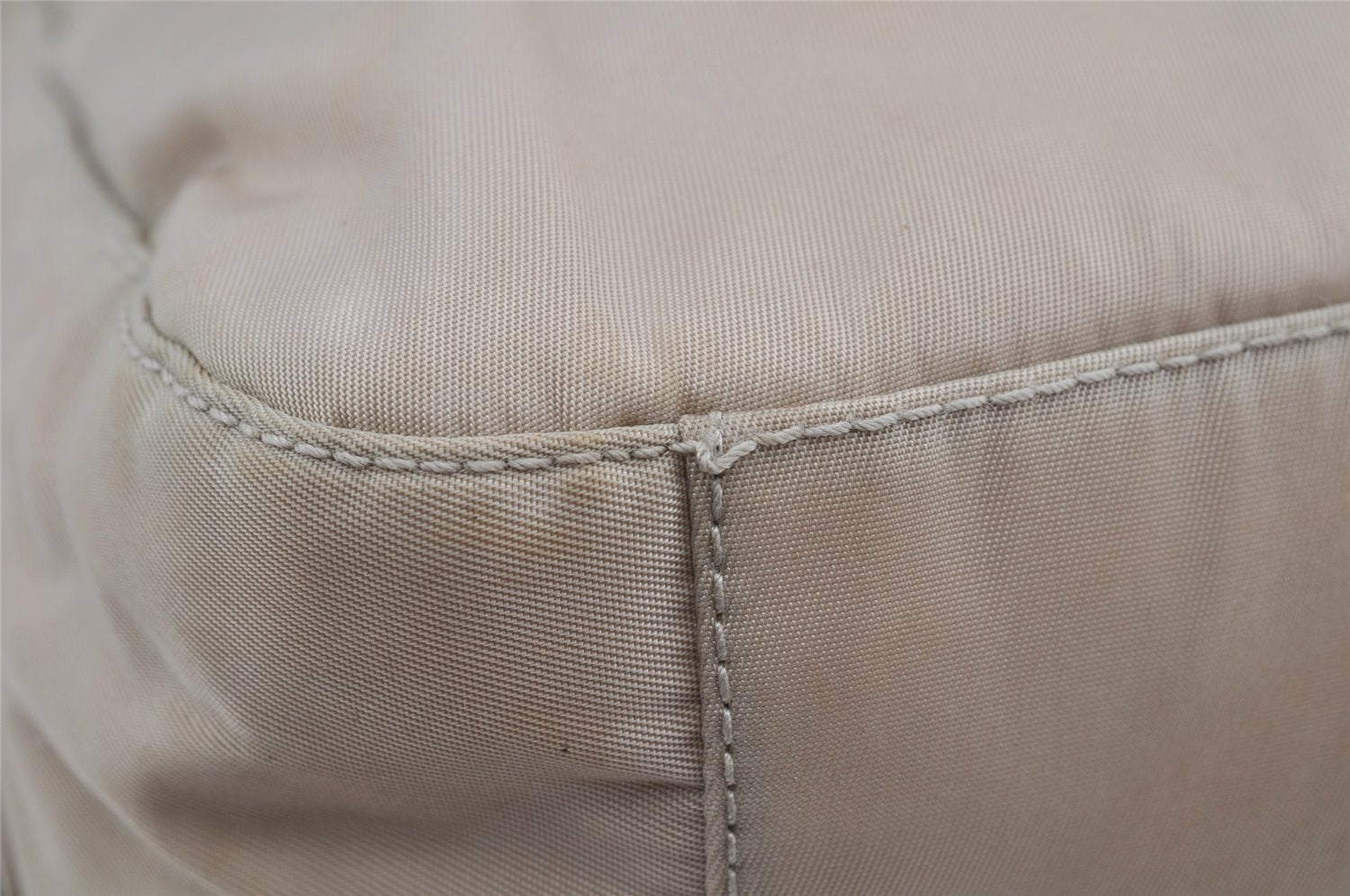 Authentic PRADA Nylon Tessuto Plastic Shoulder Hand Bag Purse Beige 3809J