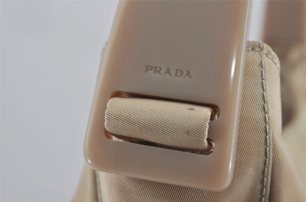 Authentic PRADA Nylon Tessuto Plastic Shoulder Hand Bag Purse Beige 3809J