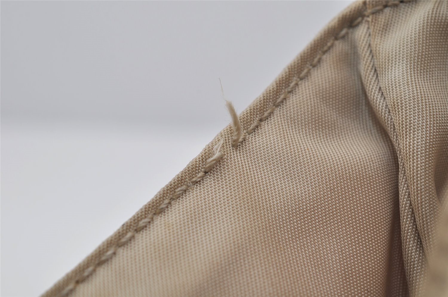 Authentic PRADA Nylon Tessuto Plastic Shoulder Hand Bag Purse Beige 3809J
