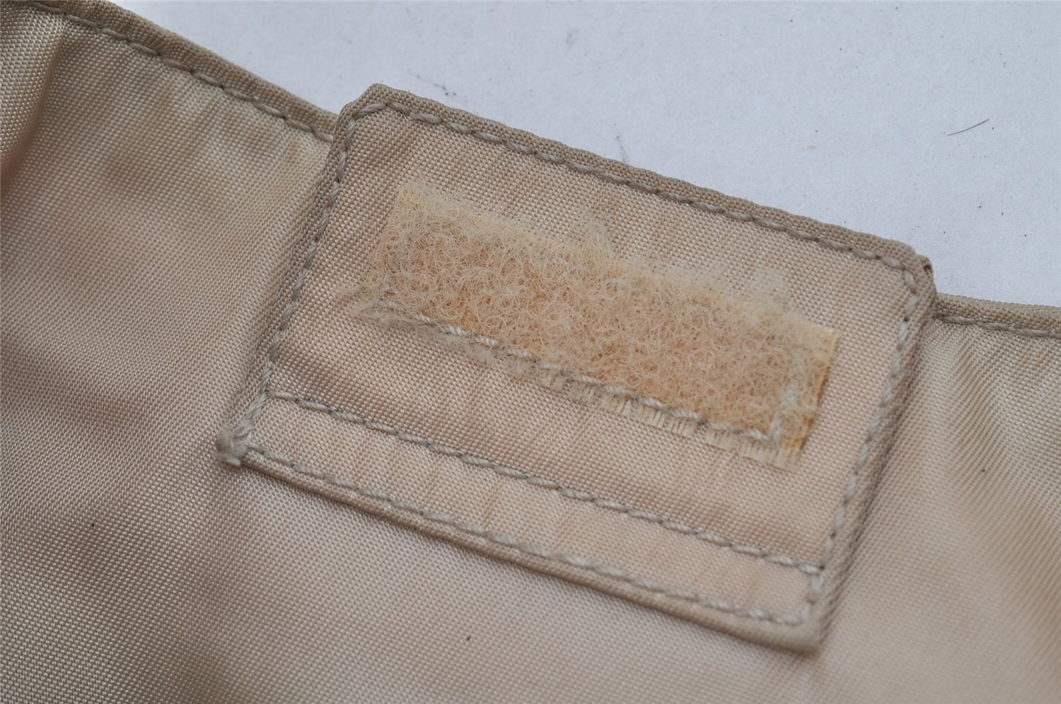 Authentic PRADA Nylon Tessuto Plastic Shoulder Hand Bag Purse Beige 3809J