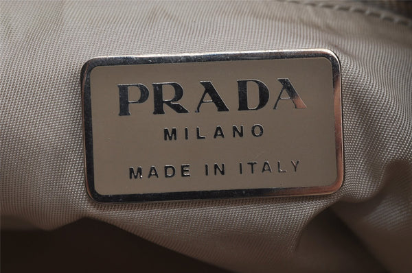 Authentic PRADA Nylon Tessuto Plastic Shoulder Hand Bag Purse Beige 3809J