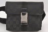 Authentic GUCCI Vintage Waist Body Bag Purse Canvas Leather 131236 Black 3809K