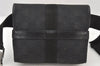 Authentic GUCCI Vintage Waist Body Bag Purse Canvas Leather 131236 Black 3809K