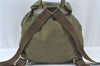 Authentic PRADA Vintage Nylon Tessuto Leather Drawstring Backpack Khaki 3810J