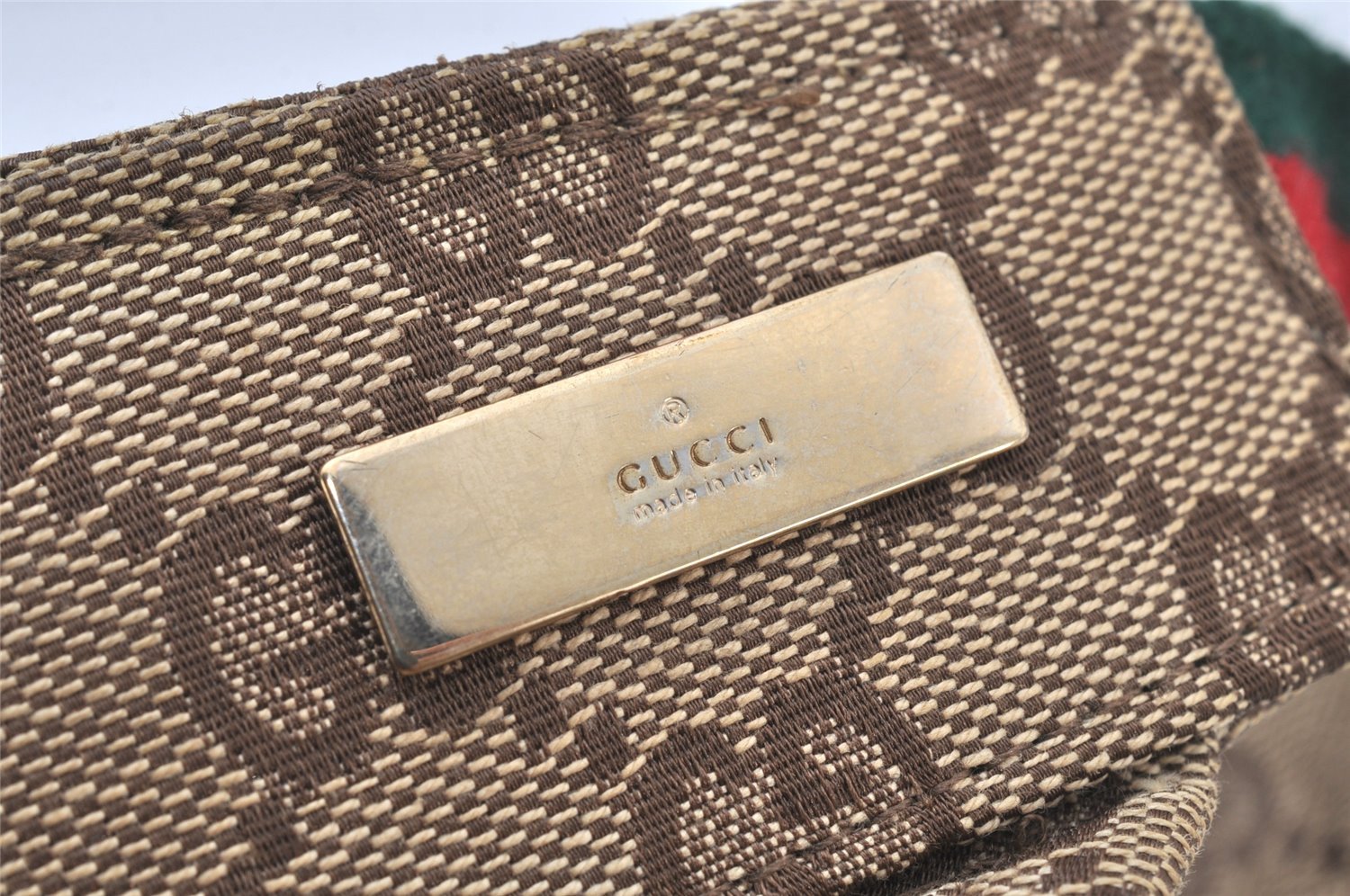 Authentic GUCCI Web Sherry Line Sun Visor GG Canvas Leather Size S Brown 3810K