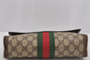 Authentic GUCCI Web Sherry Line Clutch Hand Bag Purse GG PVC Leather Brown 3811J