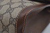 Authentic GUCCI Web Sherry Line Clutch Hand Bag Purse GG PVC Leather Brown 3811J