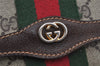 Authentic GUCCI Web Sherry Line Clutch Hand Bag Purse GG PVC Leather Brown 3811J