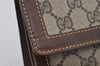 Authentic GUCCI Web Sherry Line Clutch Hand Bag Purse GG PVC Leather Brown 3811J