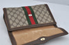 Authentic GUCCI Web Sherry Line Clutch Hand Bag Purse GG PVC Leather Brown 3811J
