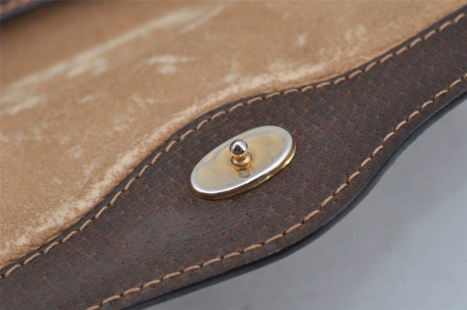 Authentic GUCCI Web Sherry Line Clutch Hand Bag Purse GG PVC Leather Brown 3811J