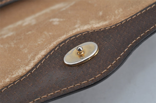 Authentic GUCCI Web Sherry Line Clutch Hand Bag Purse GG PVC Leather Brown 3811J