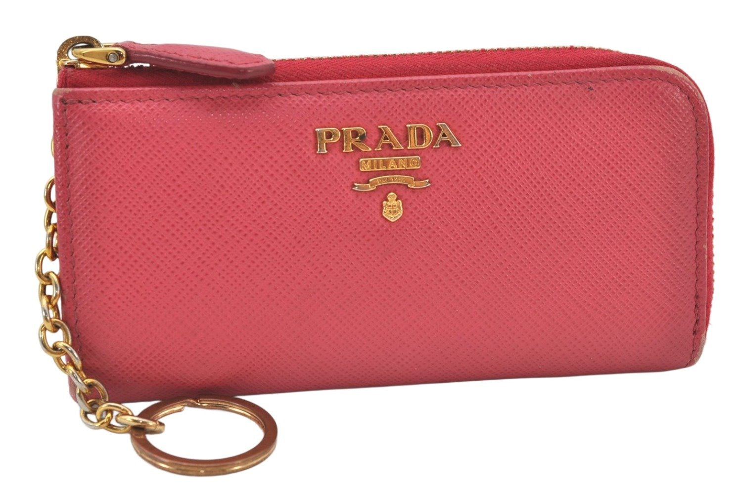 Authentic PRADA Vintage Saffiano Multic Leather Coin Case Purse Pink 3811K