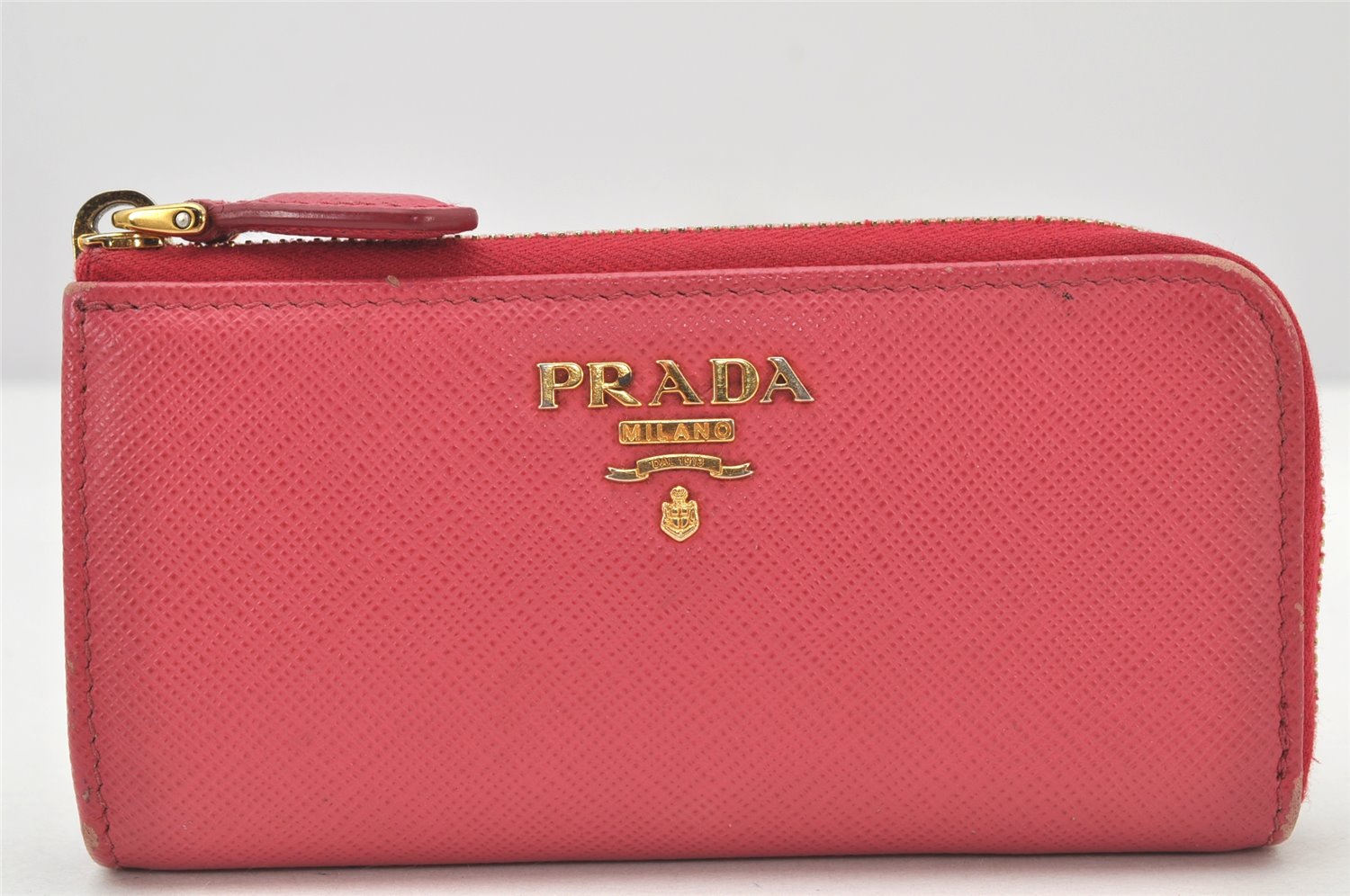 Authentic PRADA Vintage Saffiano Multic Leather Coin Case Purse Pink 3811K