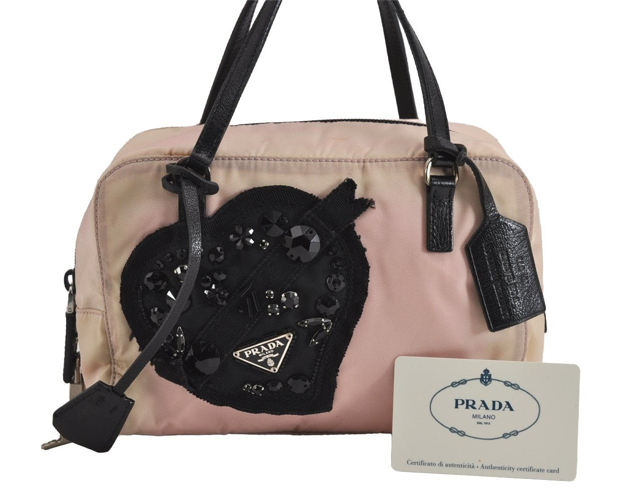 Authentic PRADA Nylon Tessuto Leather Shoulder Hand Bag Purse BN1134 Pink 3812J