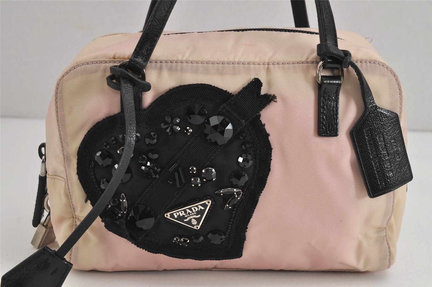 Authentic PRADA Nylon Tessuto Leather Shoulder Hand Bag Purse BN1134 Pink 3812J