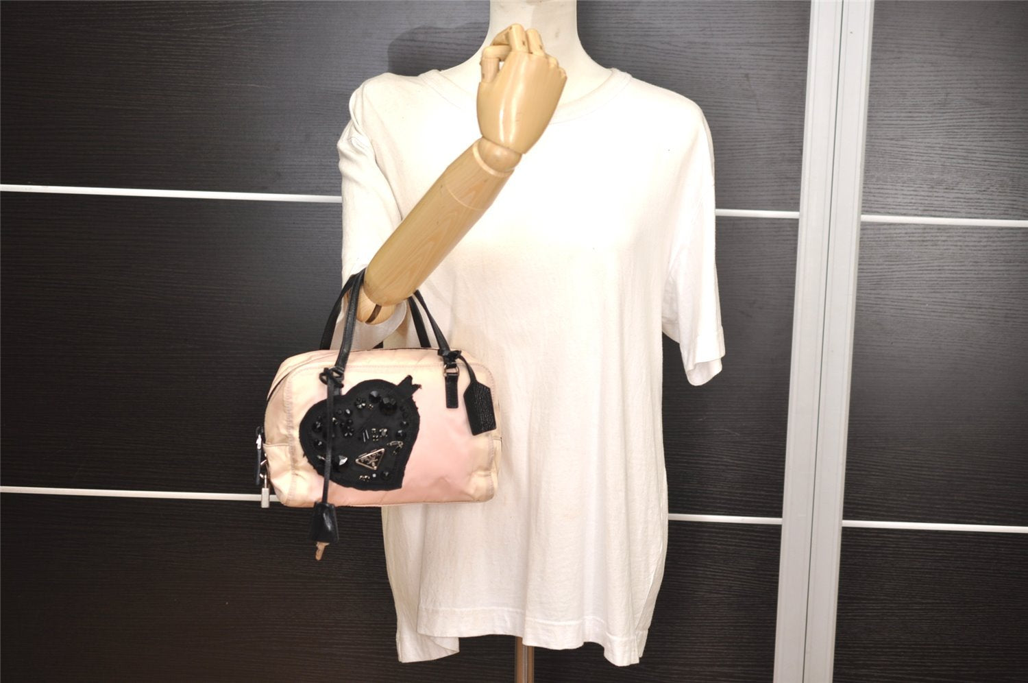 Authentic PRADA Nylon Tessuto Leather Shoulder Hand Bag Purse BN1134 Pink 3812J