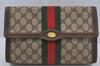Authentic GUCCI Web Sherry Line Clutch Hand Bag GG PVC Leather Brown Junk 3813J