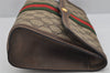 Authentic GUCCI Web Sherry Line Clutch Hand Bag GG PVC Leather Brown Junk 3813J