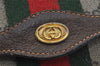 Authentic GUCCI Web Sherry Line Clutch Hand Bag GG PVC Leather Brown Junk 3813J