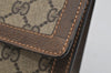 Authentic GUCCI Web Sherry Line Clutch Hand Bag GG PVC Leather Brown Junk 3813J