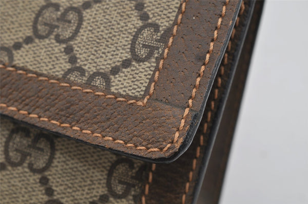 Authentic GUCCI Web Sherry Line Clutch Hand Bag GG PVC Leather Brown Junk 3813J