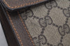 Authentic GUCCI Web Sherry Line Clutch Hand Bag GG PVC Leather Brown Junk 3813J