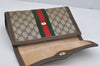 Authentic GUCCI Web Sherry Line Clutch Hand Bag GG PVC Leather Brown Junk 3813J