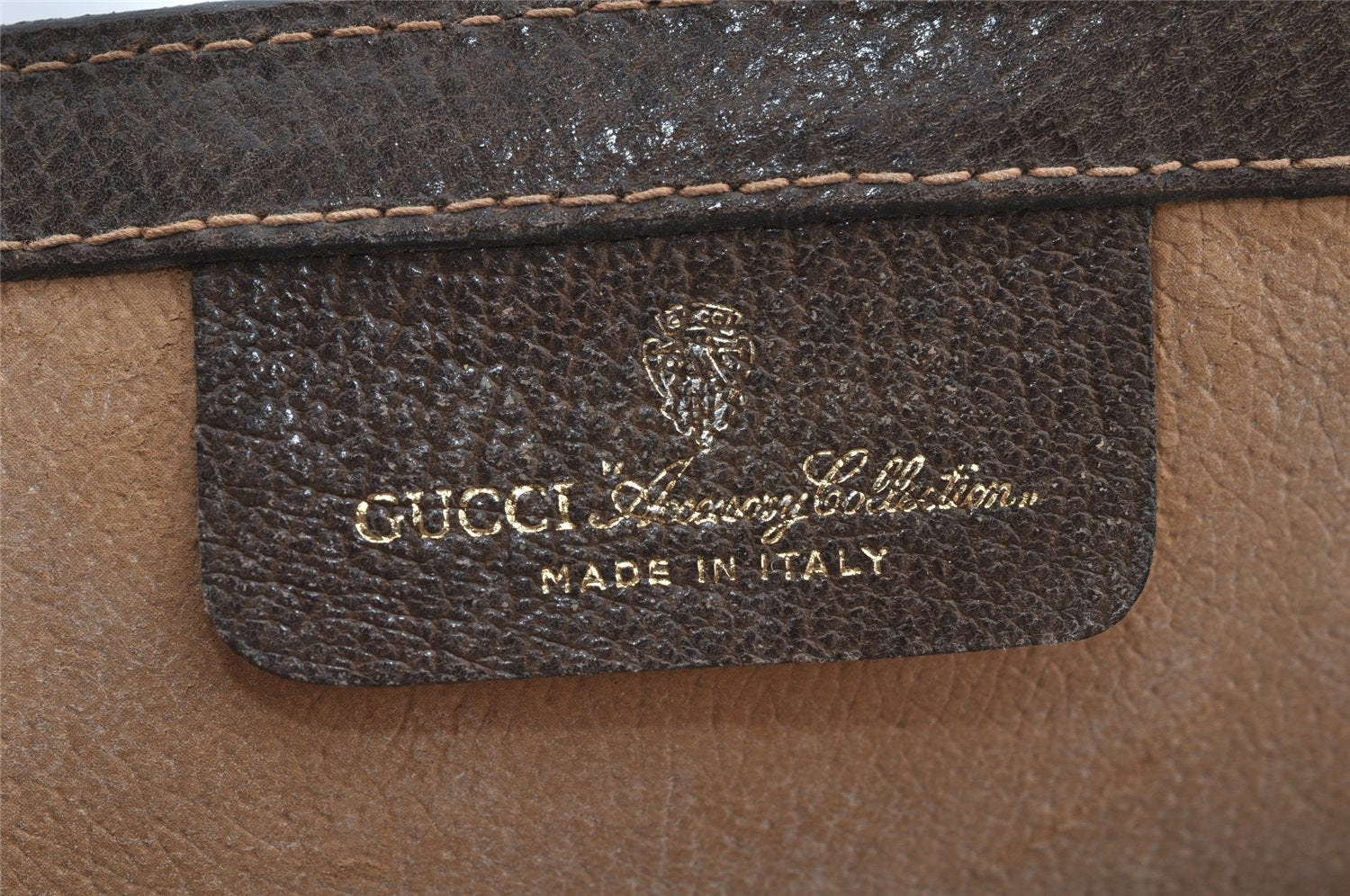 Authentic GUCCI Web Sherry Line Clutch Hand Bag GG PVC Leather Brown Junk 3813J