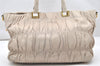 Authentic PRADA Nappa Gaufre Leather 2Way Tote Bag BN2076 Beige 3813K