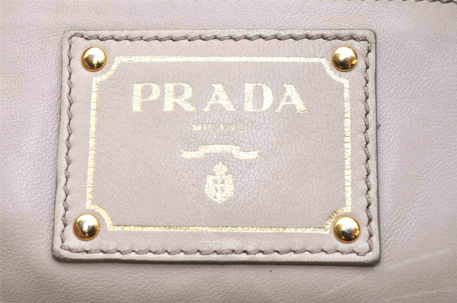 Authentic PRADA Nappa Gaufre Leather 2Way Tote Bag BN2076 Beige 3813K