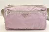 Authentic PRADA Nylon Tessuto Enamel Shoulder Cross Body Bag Purse Pink 3814J