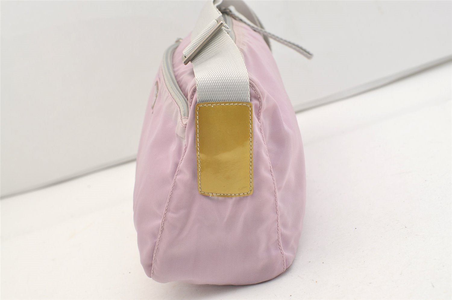 Authentic PRADA Nylon Tessuto Enamel Shoulder Cross Body Bag Purse Pink 3814J