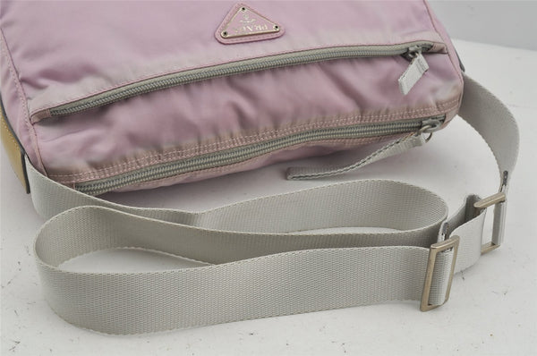 Authentic PRADA Nylon Tessuto Enamel Shoulder Cross Body Bag Purse Pink 3814J