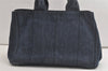 Authentic PRADA Vintage Canapa M Denim Tote Hand Bag Blue 3814K