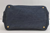 Authentic PRADA Vintage Canapa M Denim Tote Hand Bag Blue 3814K