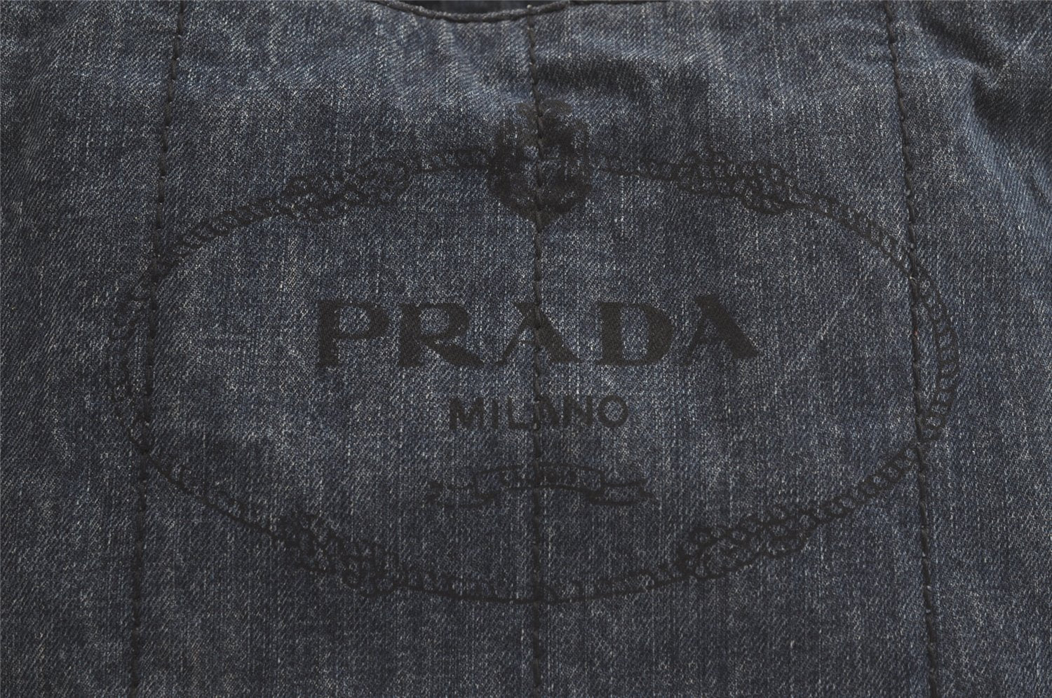 Authentic PRADA Vintage Canapa M Denim Tote Hand Bag Blue 3814K