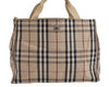 Authentic BURBERRY Vintage Nova Check Canvas Leather Hand Tote Bag Beige 3815J