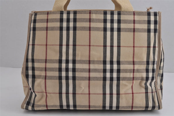 Authentic BURBERRY Vintage Nova Check Canvas Leather Hand Tote Bag Beige 3815J