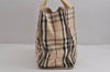 Authentic BURBERRY Vintage Nova Check Canvas Leather Hand Tote Bag Beige 3815J