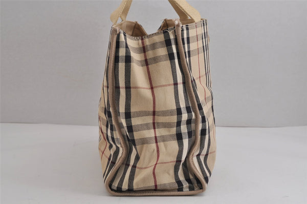 Authentic BURBERRY Vintage Nova Check Canvas Leather Hand Tote Bag Beige 3815J