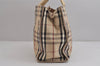 Authentic BURBERRY Vintage Nova Check Canvas Leather Hand Tote Bag Beige 3815J
