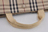 Authentic BURBERRY Vintage Nova Check Canvas Leather Hand Tote Bag Beige 3815J