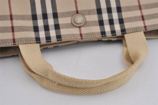 Authentic BURBERRY Vintage Nova Check Canvas Leather Hand Tote Bag Beige 3815J