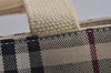 Authentic BURBERRY Vintage Nova Check Canvas Leather Hand Tote Bag Beige 3815J