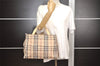Authentic BURBERRY Vintage Nova Check Canvas Leather Hand Tote Bag Beige 3815J