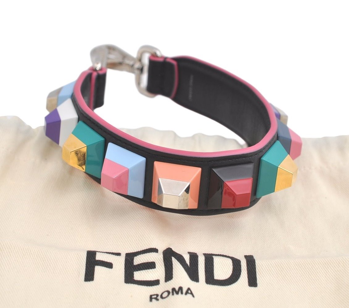 Authentic FENDI Shoulder Strap You Studs Leather 15