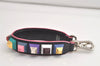 Authentic FENDI Shoulder Strap You Studs Leather 15" Black Multicolor 3815K