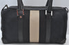 Authentic GUCCI Sherry Line Hand Boston Bag Purse GG Canvas Leather Black 3816J