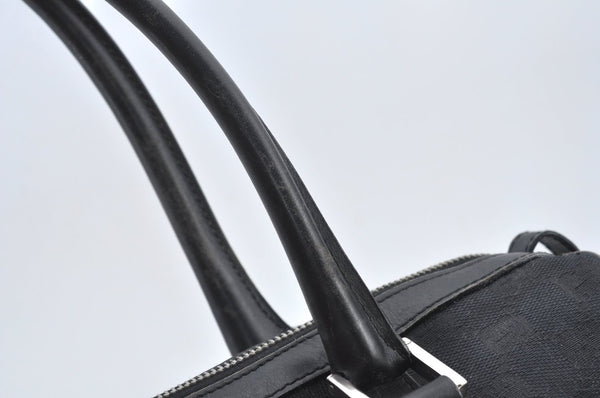 Authentic GUCCI Sherry Line Hand Boston Bag Purse GG Canvas Leather Black 3816J